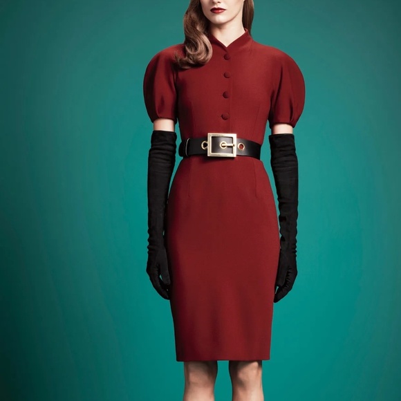 GUCCI Designer Runway Maroon Red Wool Dress - Picture 14 of 14